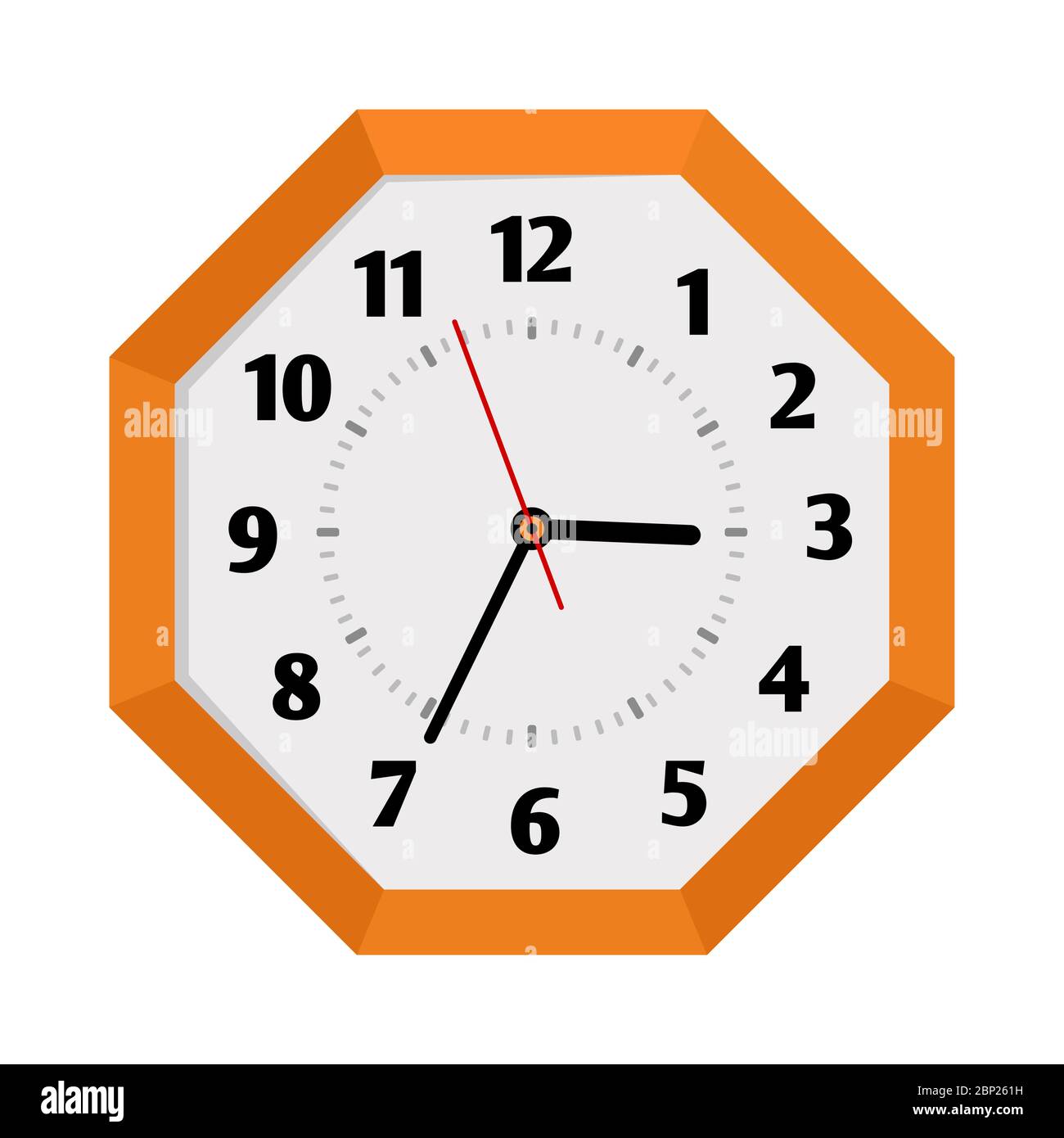 Reloj de pared en forma de octágono aislado sobre fondo blanco, ilustración  vectorial Imagen Vector de stock - Alamy