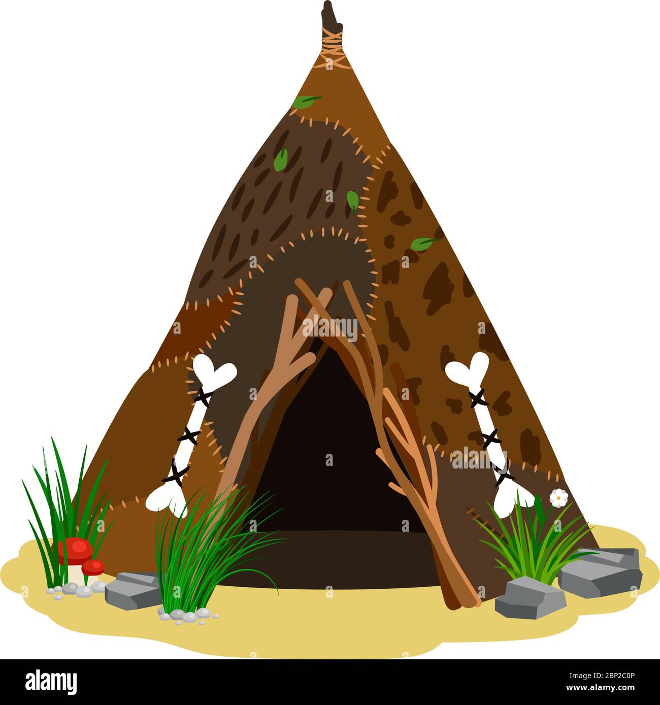 Antigua cabaña. Casa prehistórica de pieles vector ilustración o wigwam  nativo indio aislado sobre fondo blanco Imagen Vector de stock - Alamy