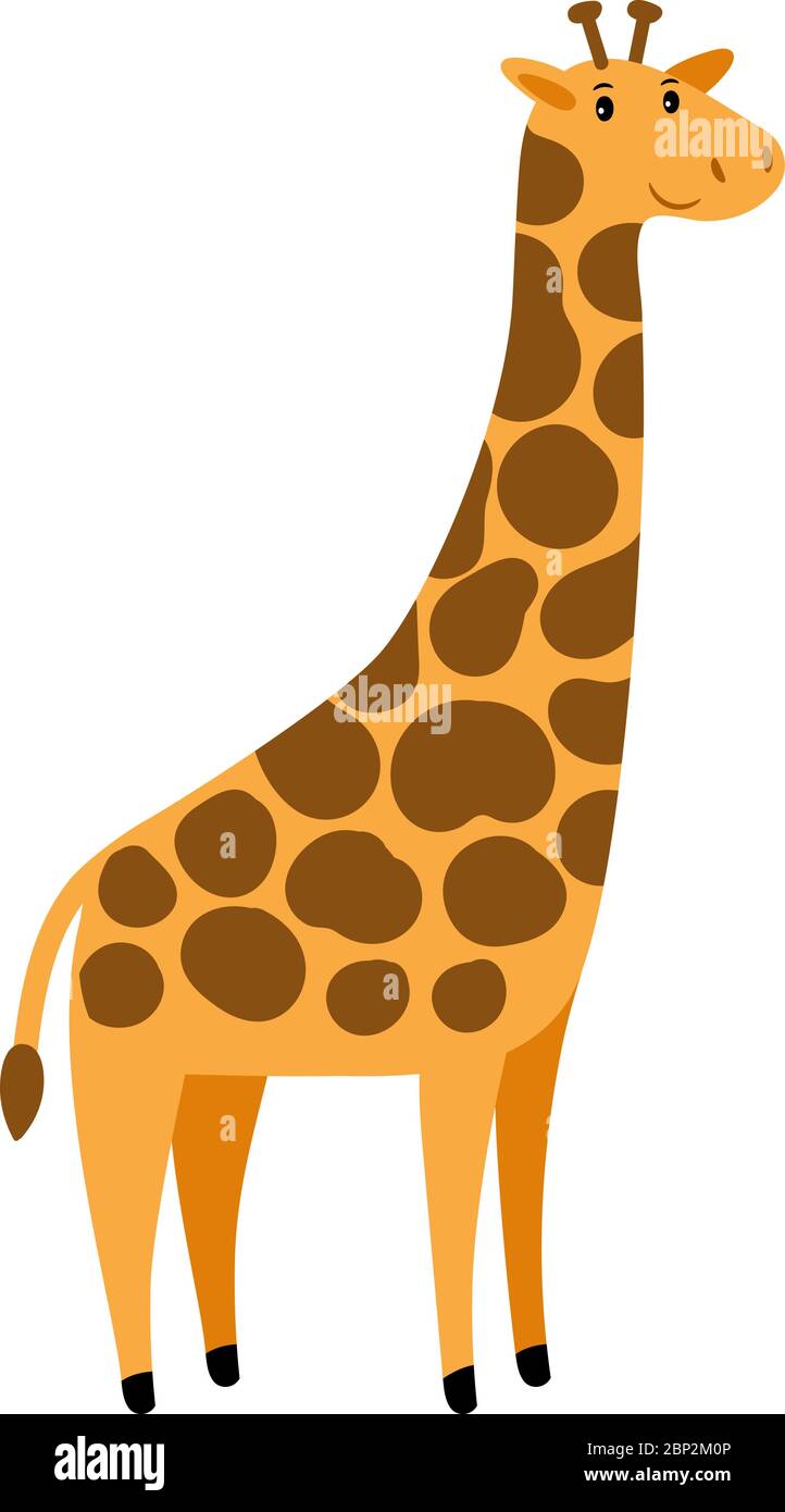 Jirafa. Vector dibujos animados carácter jirafa alto, lindo animal africano con manchas aisladas sobre fondo blanco Imagen Vector de stock - Alamy Jirafa. Vector dibujos animados carácter jirafa alto, lindo animal africano con manchas aisladas sobre fondo blanco Imagen Vector de stock - Alamy