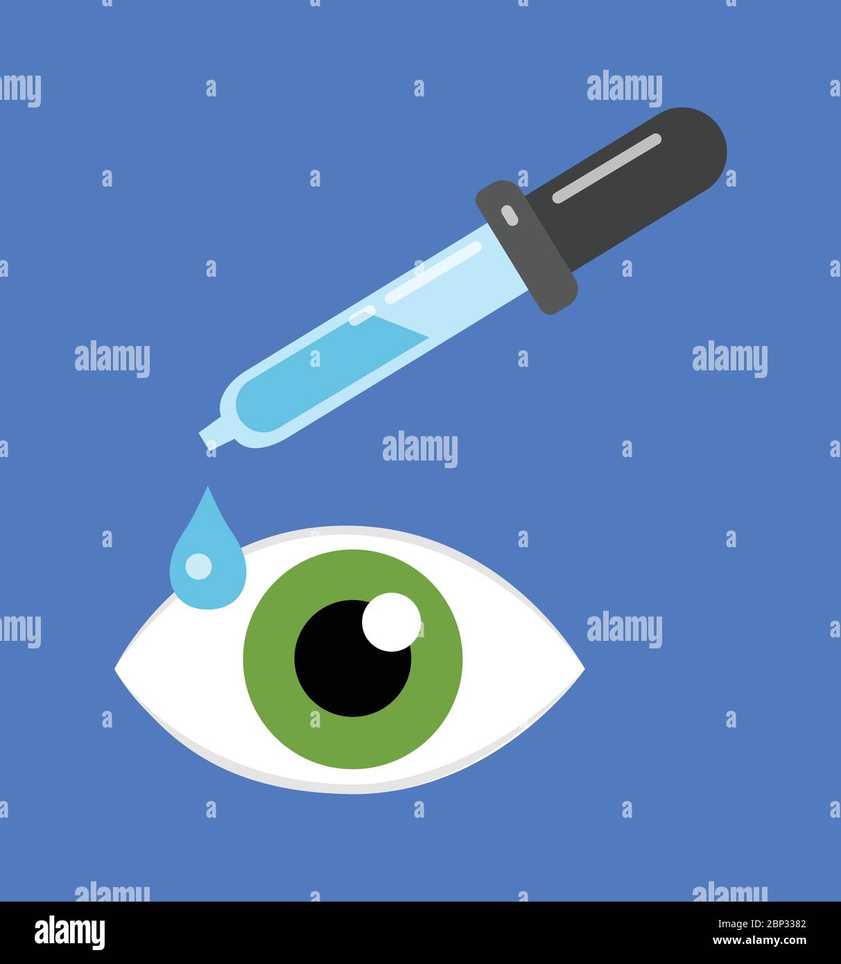Vector de gota de ojo con icono de gotero aislado en blanco Ilustración del Vector