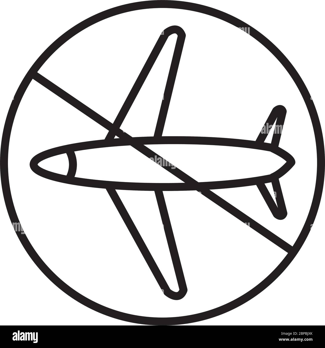 símbolo de vuelos prohibidos, signo prohibido con icono de avión sobre  fondo blanco, estilo de línea, ilustración vectorial Imagen Vector de stock  - Alamy