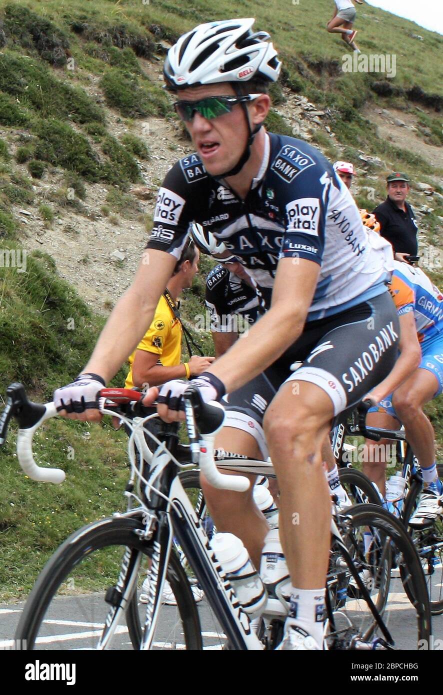 Chris Anker Sørensen de Saxo Bank durante la Paris - Niza 2010, carrera  ciclista Stage16, Bagnères-de-