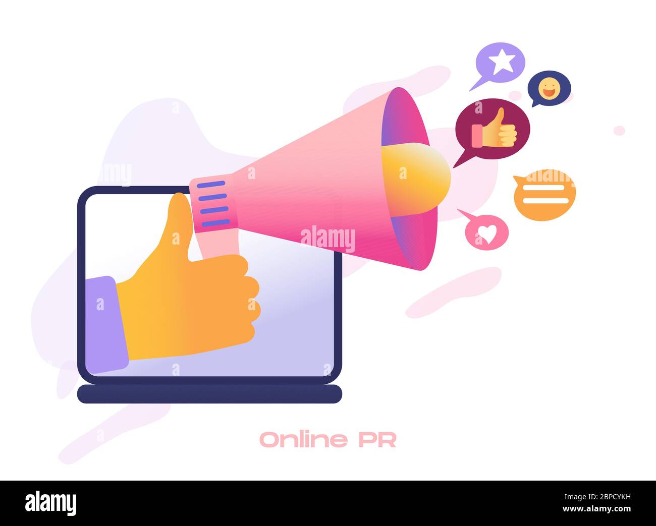 Icono de dibujos animados con marketing en línea de negocios de marketing  palabra de boca a boca para el análisis de SMM, segmentación de la  audiencia. Desarrollo de estrategia de publicidad de