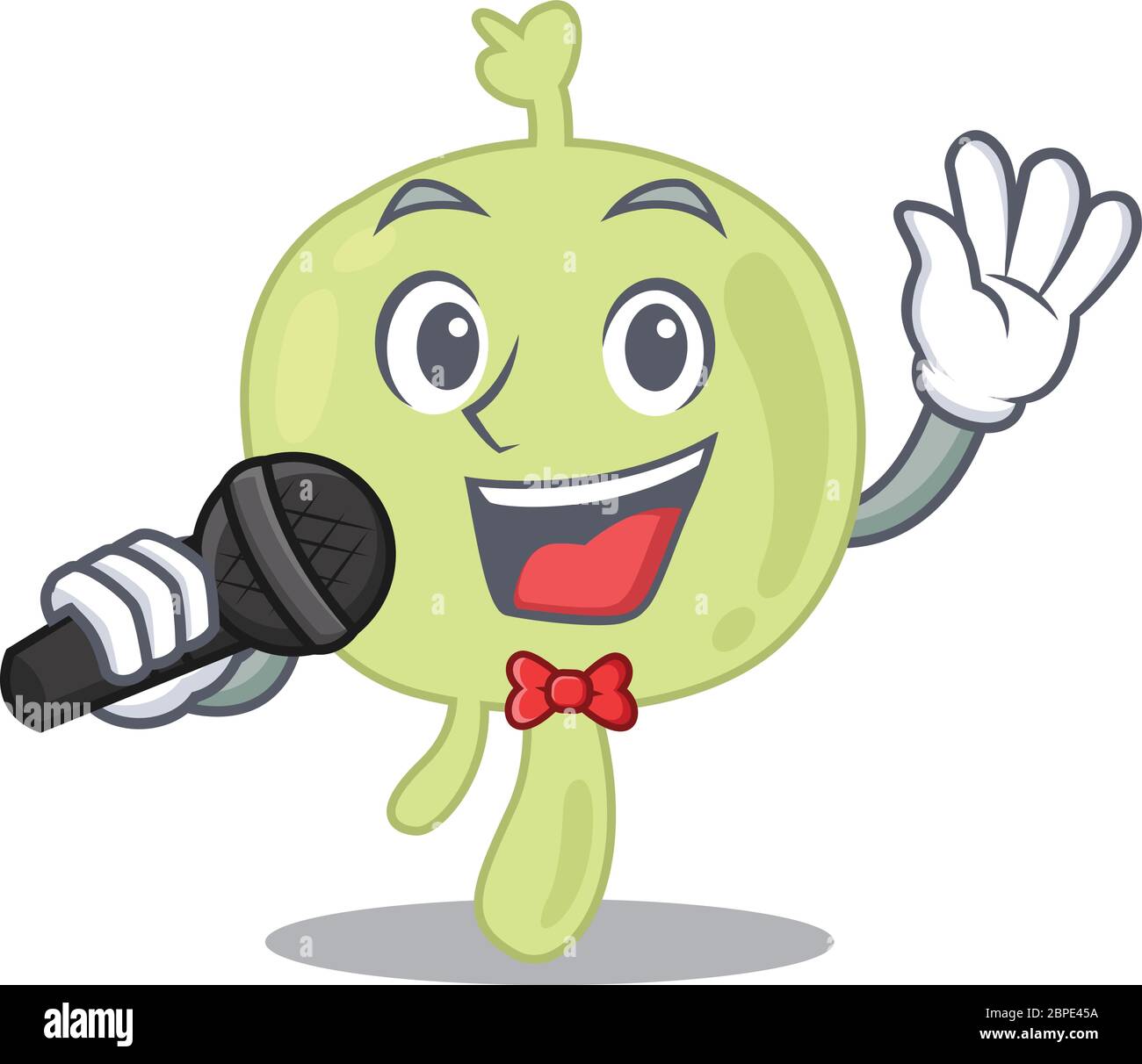 personaje de dibujos animados de un ganglio linfático cantar una canción con un micrófono Ilustración del Vector