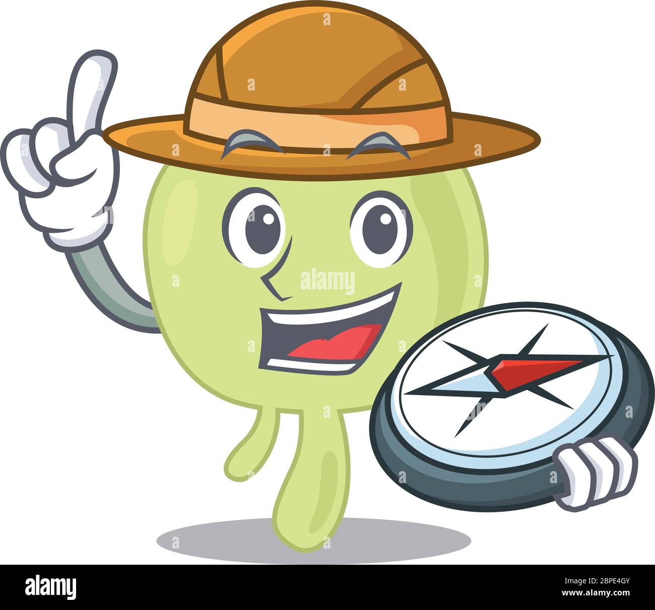 mascot diseño concepto de explorador de ganglios linfáticos utilizando una brújula en el bosque Ilustración del Vector