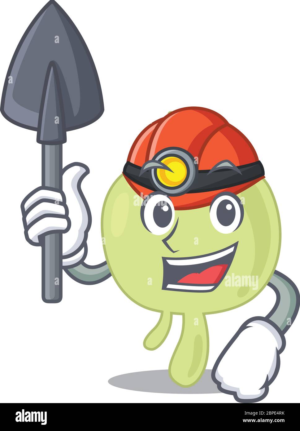 Una imagen de dibujos animados de un minero de ganglios linfáticos con herramienta y casco Ilustración del Vector