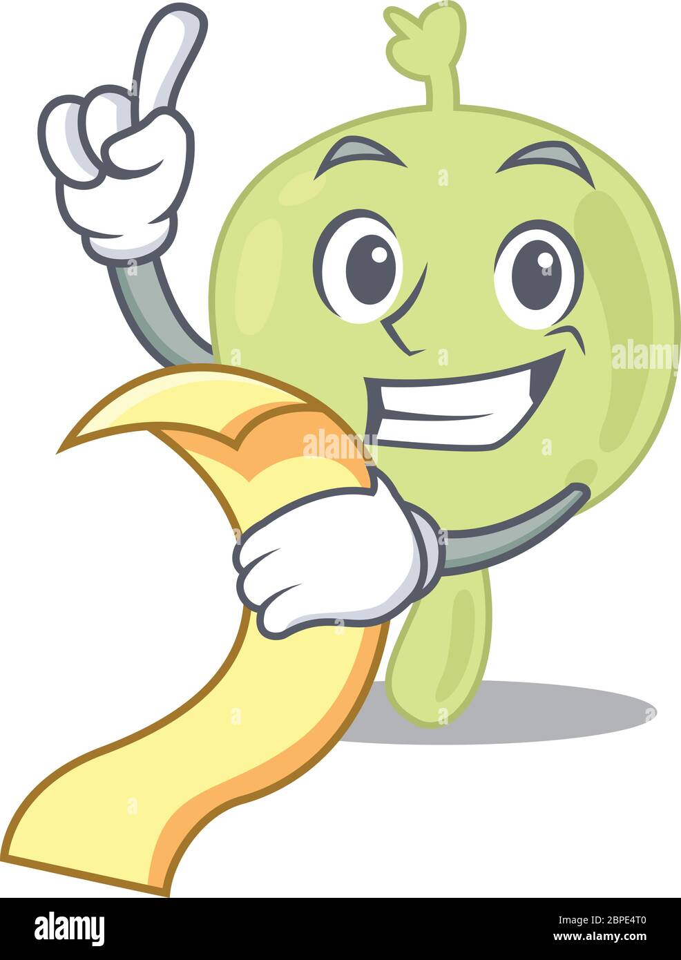 Ganglio linfático mascota estilo personaje con un menú en su mano Ilustración del Vector