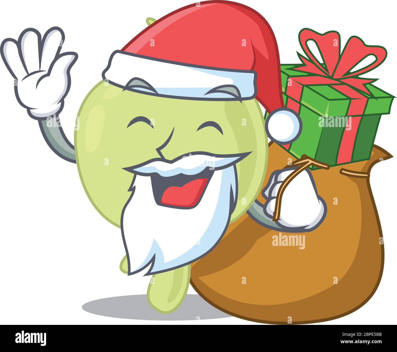 Diseño de dibujos animados de ganglio linfático Santa con regalo de Navidad Ilustración del Vector