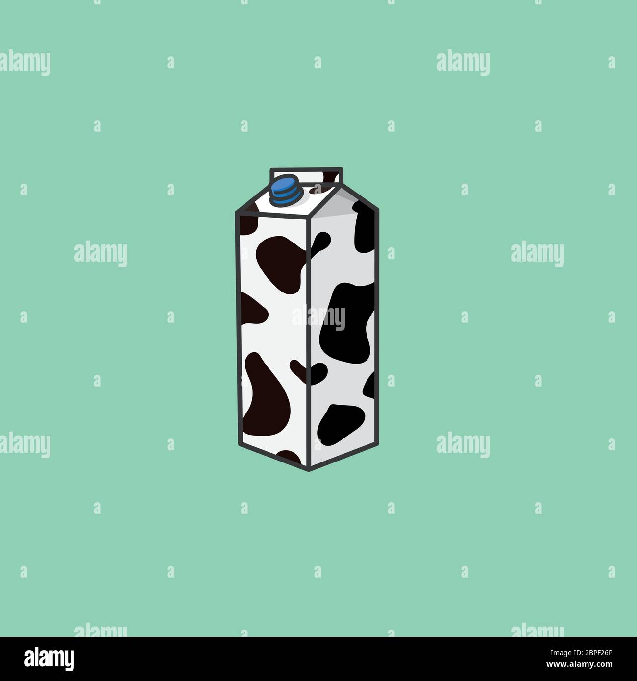 Cartón de leche con dibujo vectorial de patrón de vaca para el día Mundial  de la leche el 1ro de junio. Nutrición saludable y símbolo de la lechería  Imagen Vector de stock -