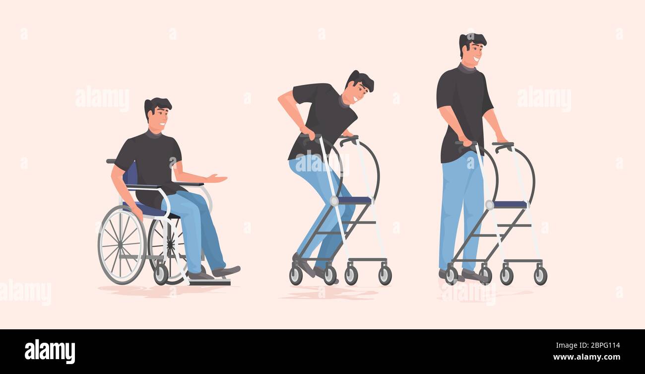 Rehabilitation wheelchair progress Imágenes vectoriales de stock - Alamy