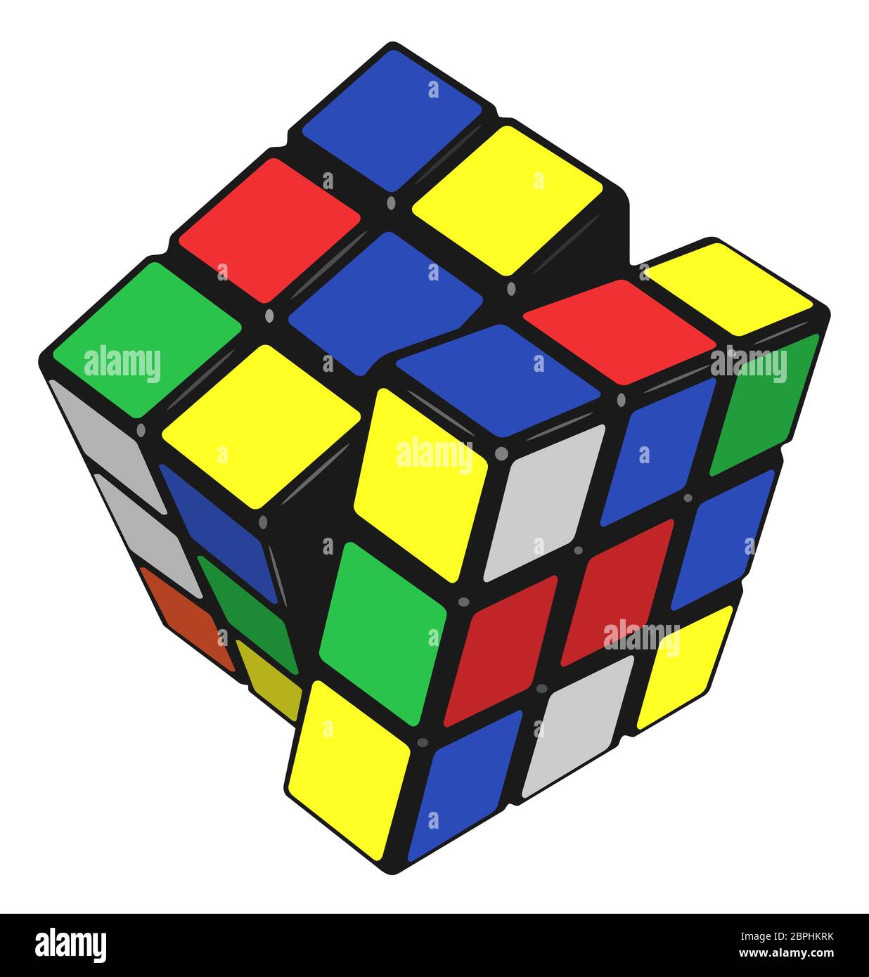 Rubiks cub cubo mágico resolver el enigma juego colorido ilustración  Fotografía de stock - Alamy