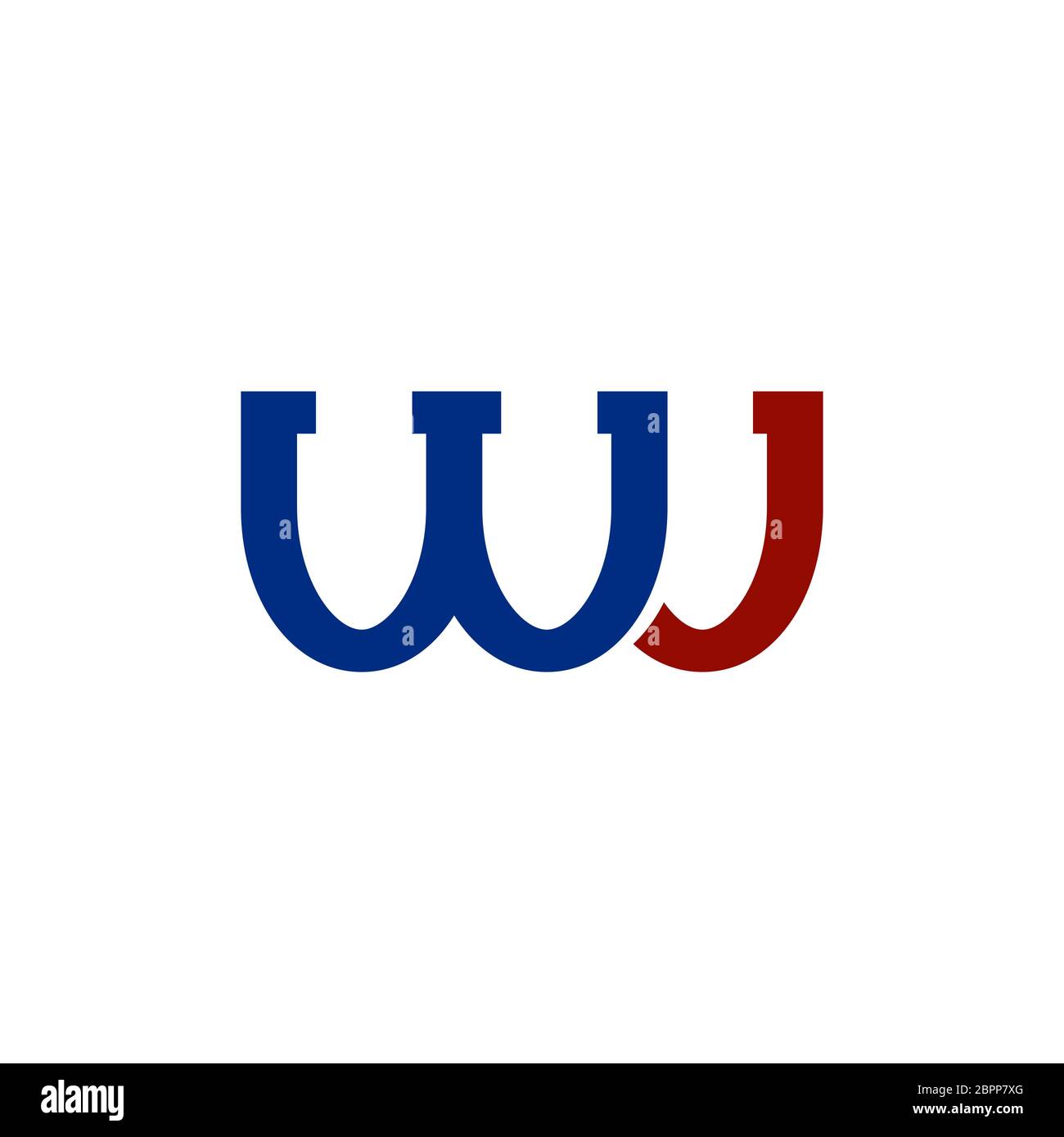 WJ Logotipo en color aislado sobre fondo blanco. Letras Smle icono. Foto de stock