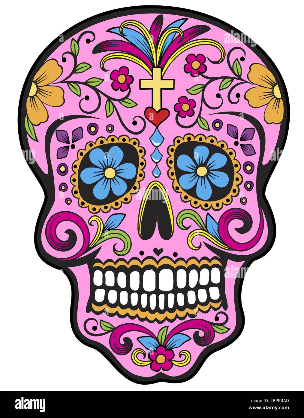 Novelista cuerno Médula calavera calavera celebración del festival mexicano día muerto ilustración  rosa Fotografía de stock - Alamy