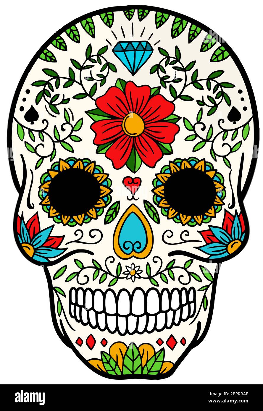 calavera cráneo celebración del festival mexicano día muerto halloween  ilustración Fotografía de stock - Alamy