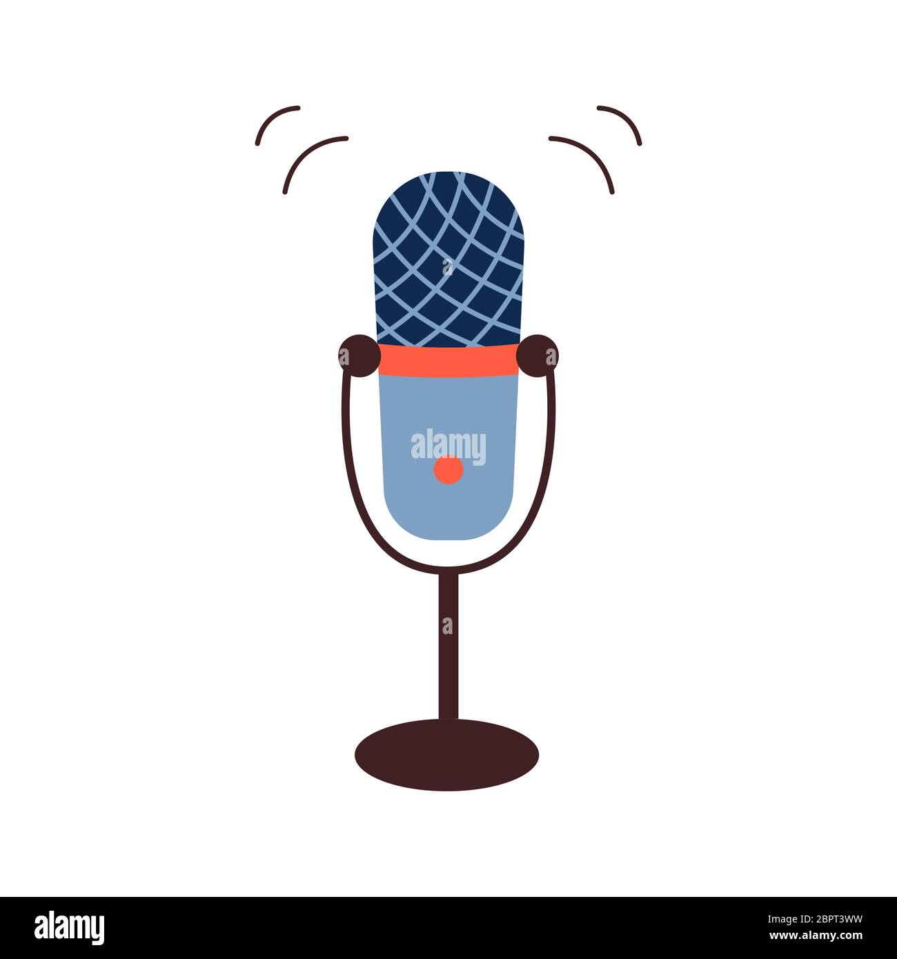 Señal de micrófono. Escuchar la radio, podcast. Ilustración vectorial de  alojamiento de medios Imagen Vector de stock - Alamy
