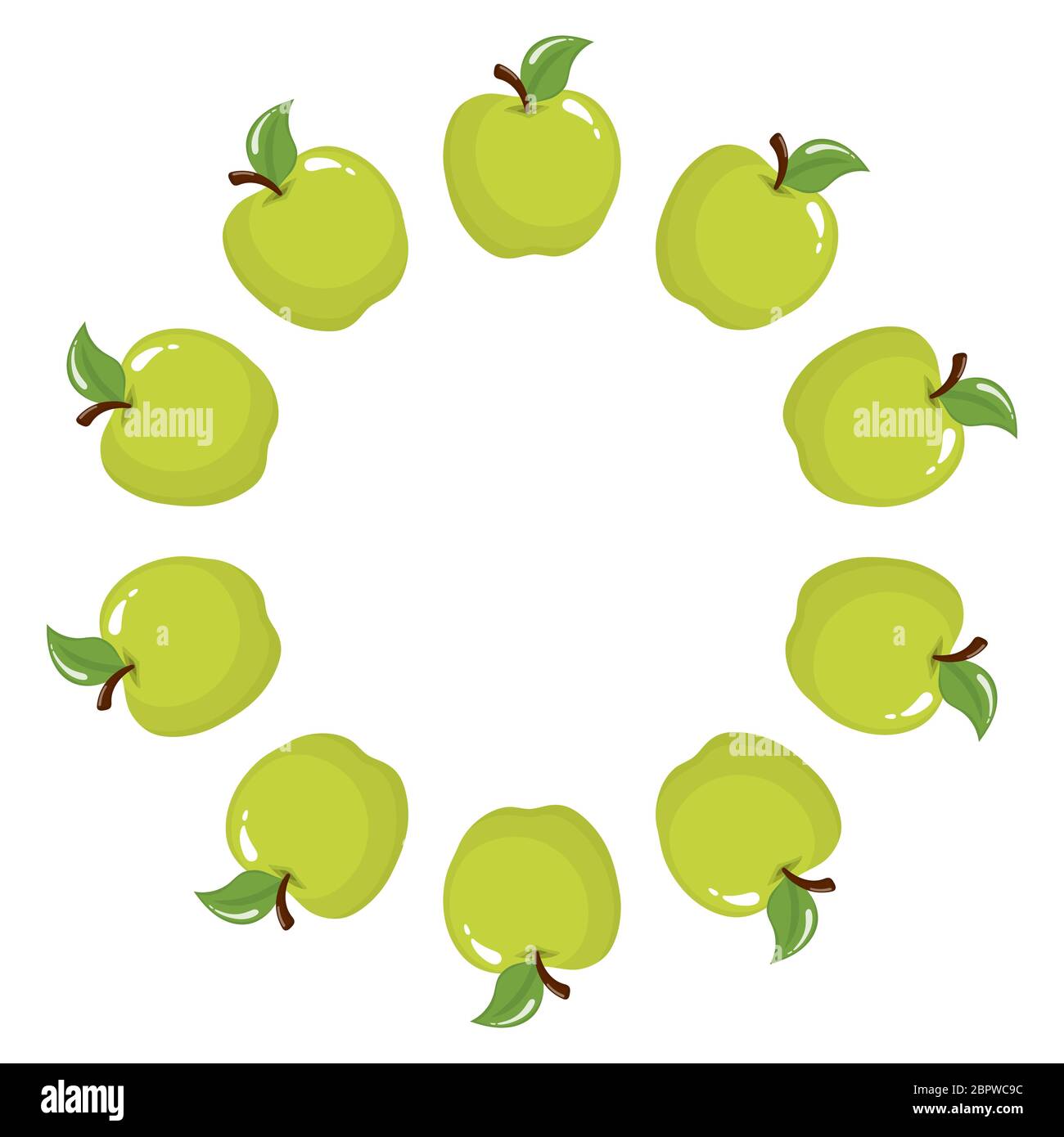 Guirnalda de frutos de manzana verde con espacio para texto. Dibujos  animados orgánicos dulce de alimentos. Frutas de verano para un estilo de  vida saludable. Ilustración vectorial para cualquier diseño Imagen Vector
