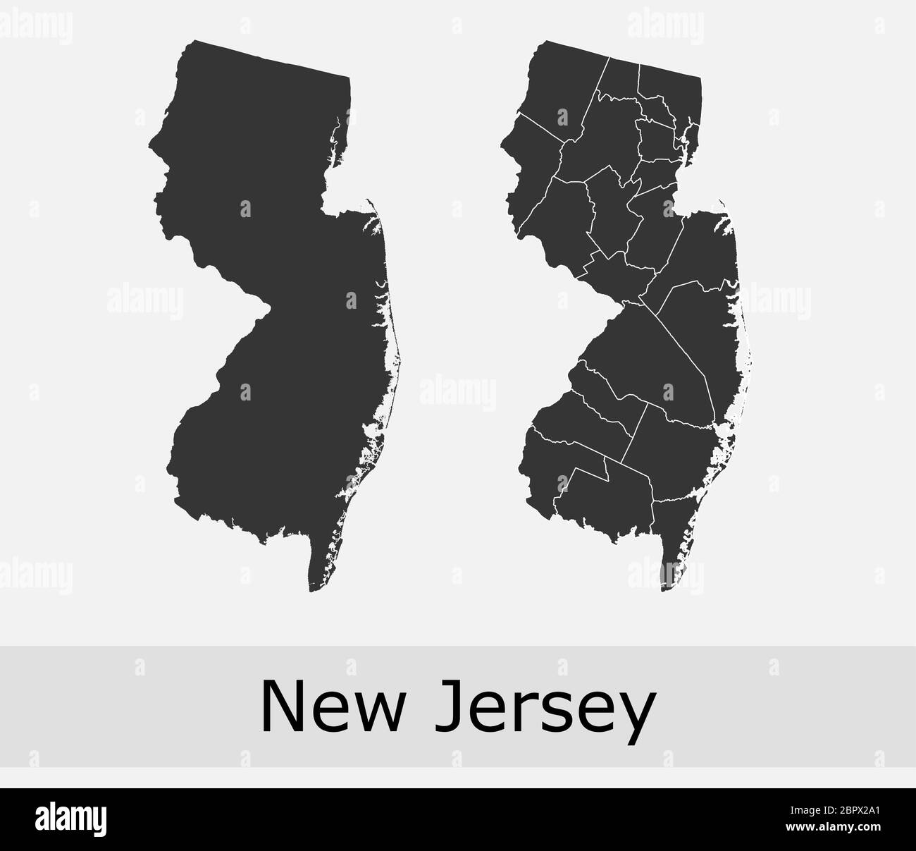 New Jersey mapas vectoriales contornos condados, municipios, regiones, municipios, departamentos, fronteras Ilustración del Vector