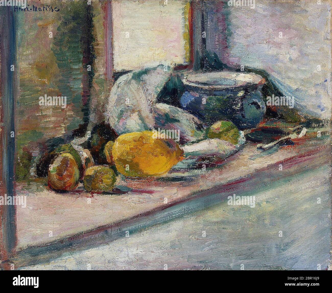 Blue Pot y limón de Henri Matisse 1897. El Museo Estatal de Nuevo Arte Occidental en Moscú, Rusia Foto de stock