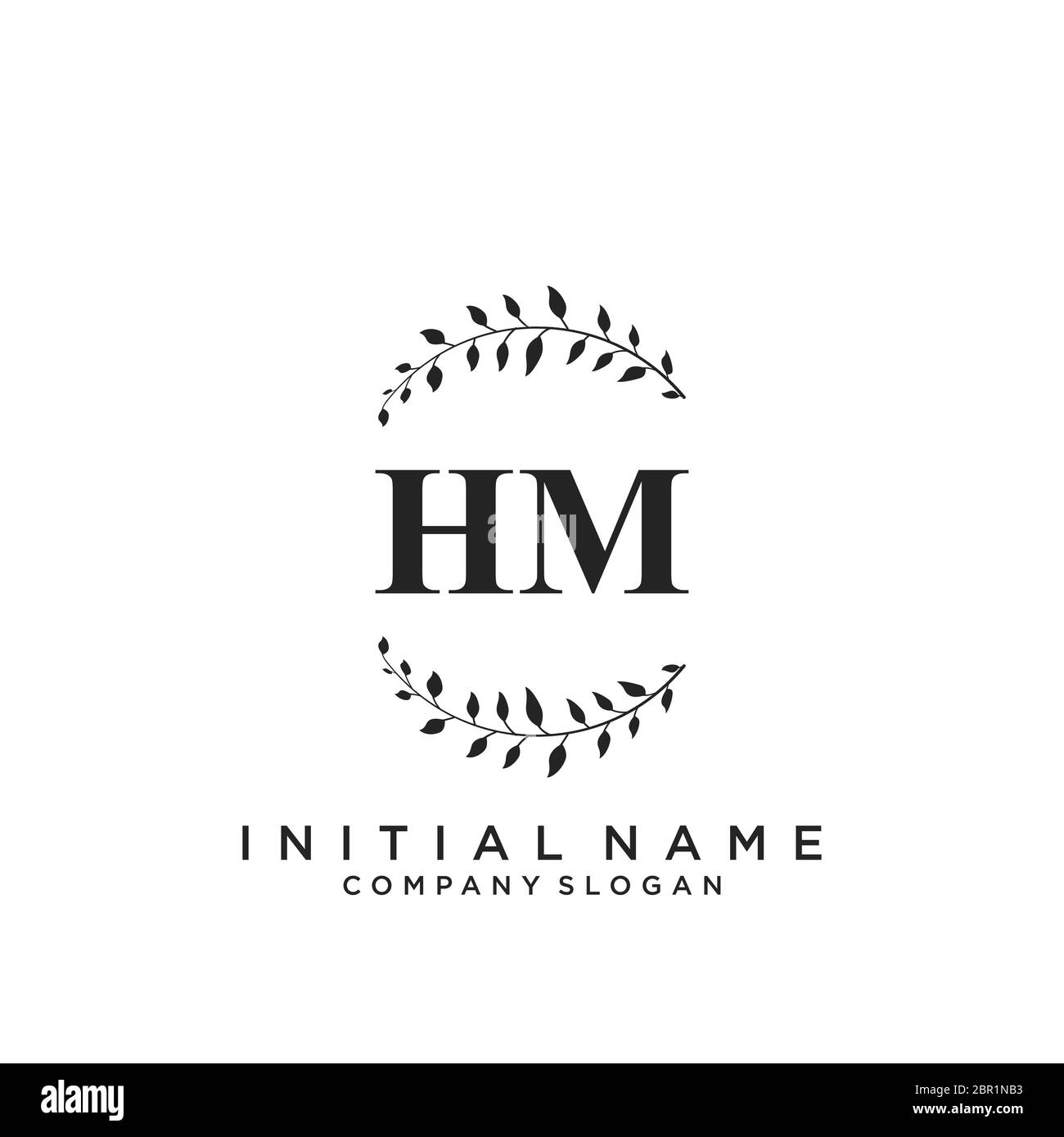 Monograma inicial de la belleza HM y diseño elegante del logo Imagen Vector  de stock - Alamy