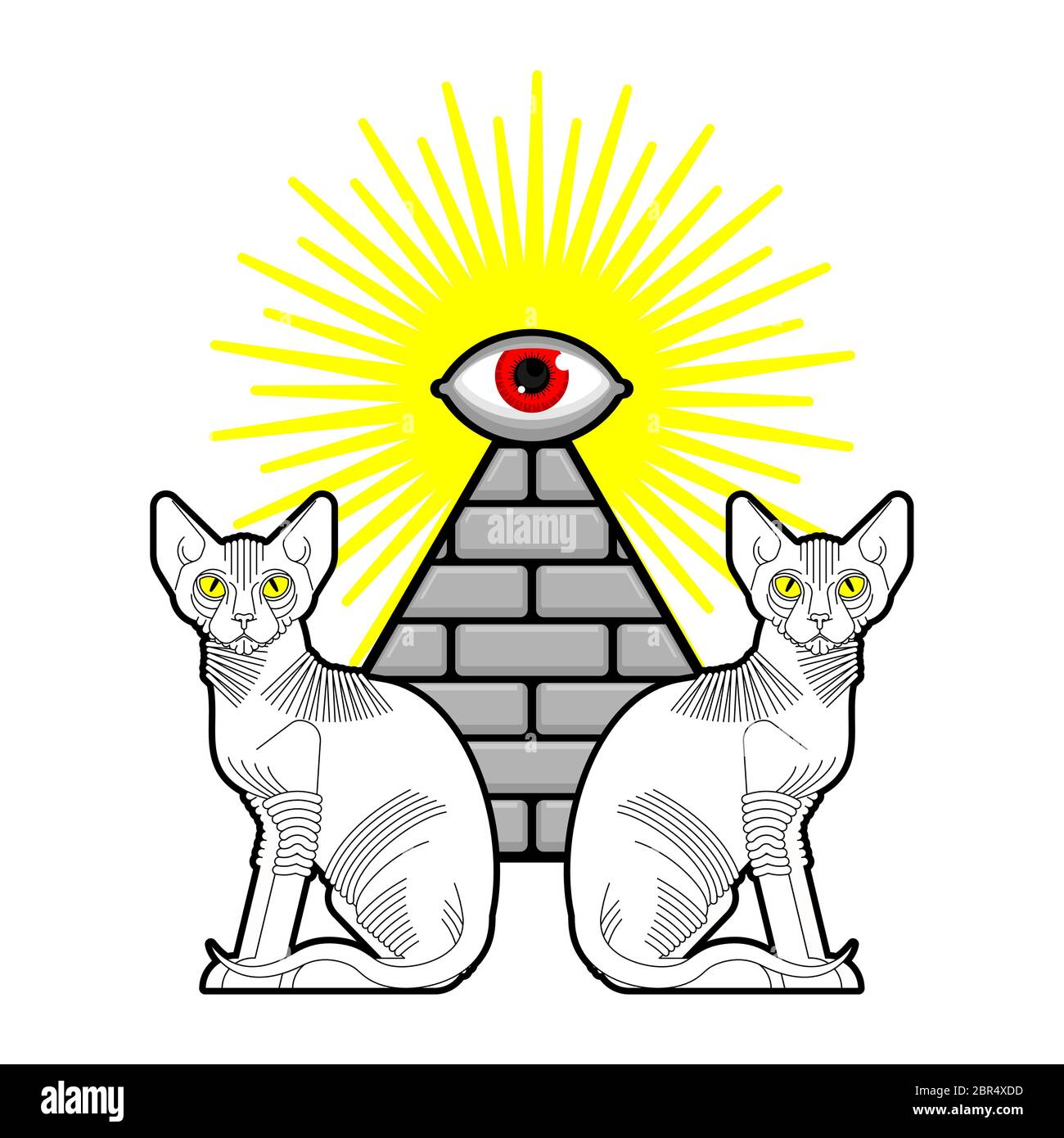 Sphinx gato y pirámide egipcia. Animal sagrado de Egipto. Signo de mascota  mística secreta Imagen Vector de stock - Alamy