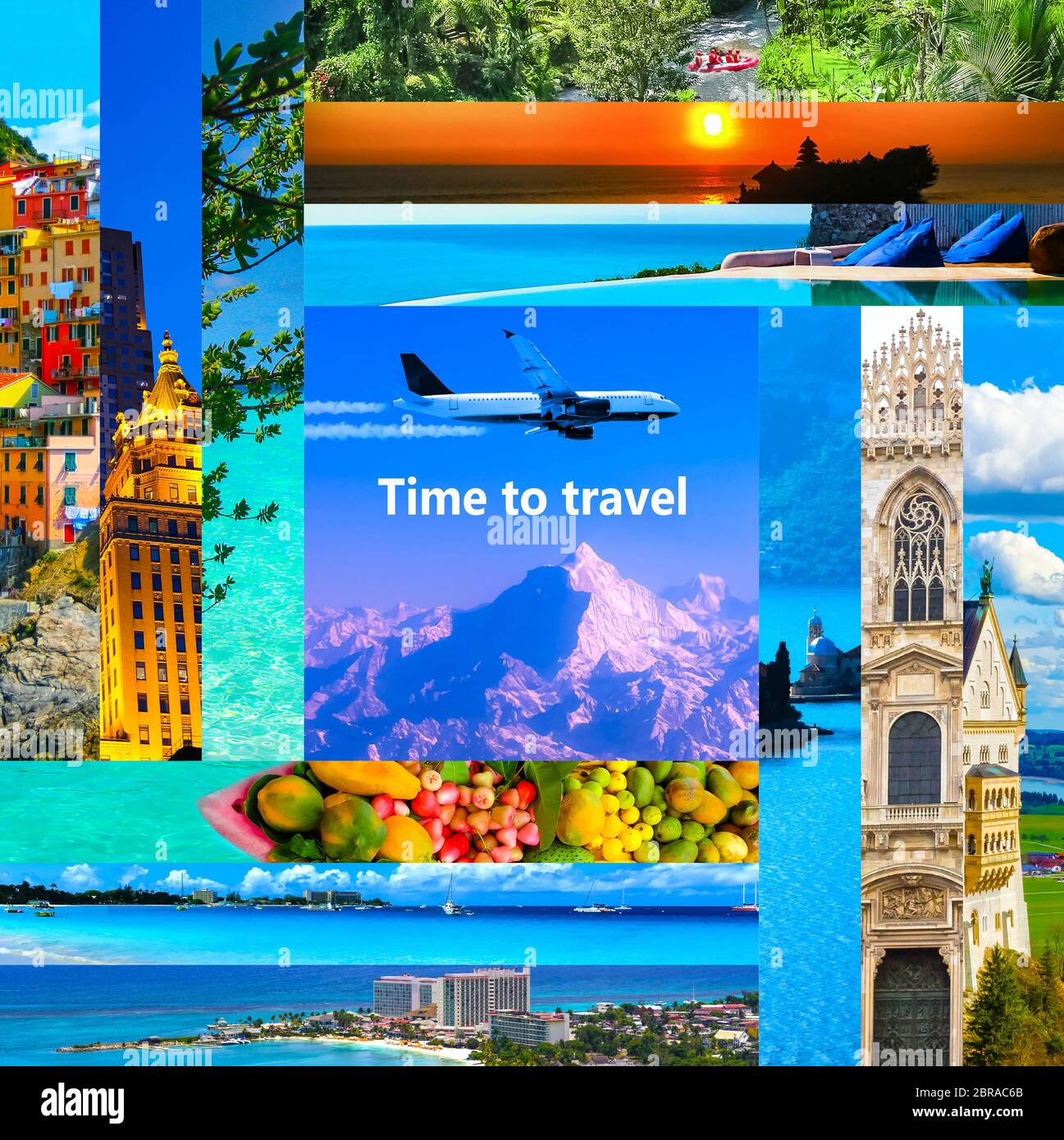 Paquetes turísticos concepto. Collage para viajes theme Fotografía de stock  - Alamy
