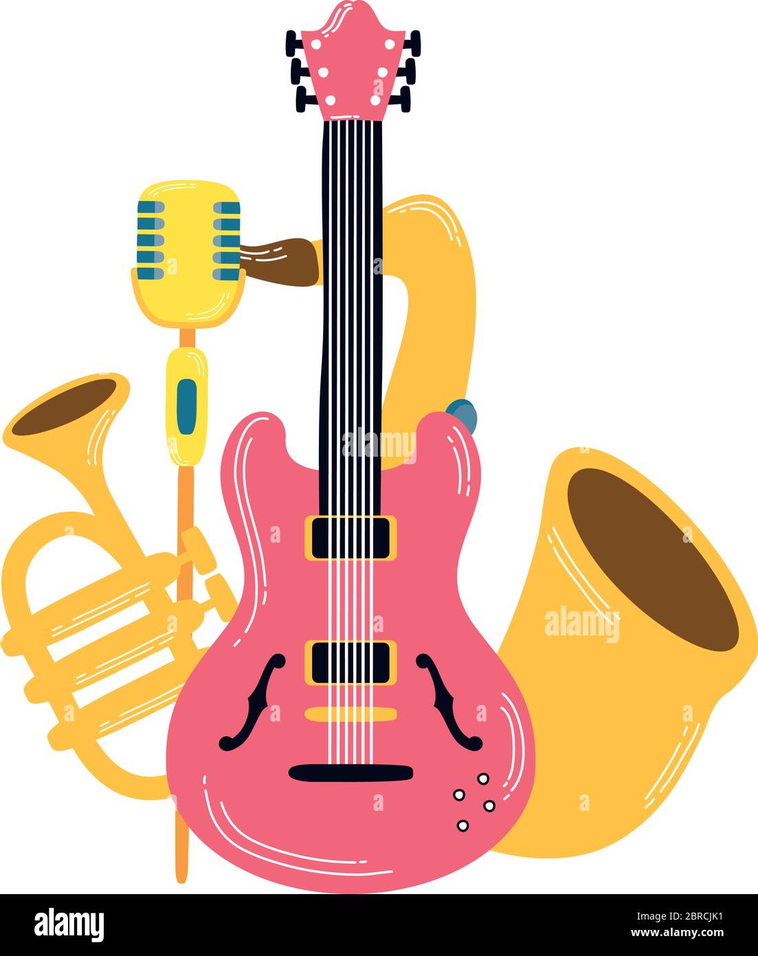 saxofón e instrumentos musicales iconos Imagen Vector de stock - Alamy