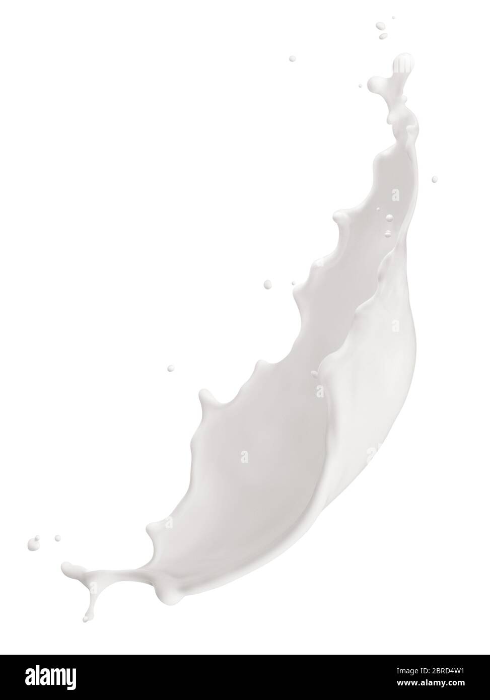 la leche o el líquido blanco salpican aislado en blanco Foto de stock