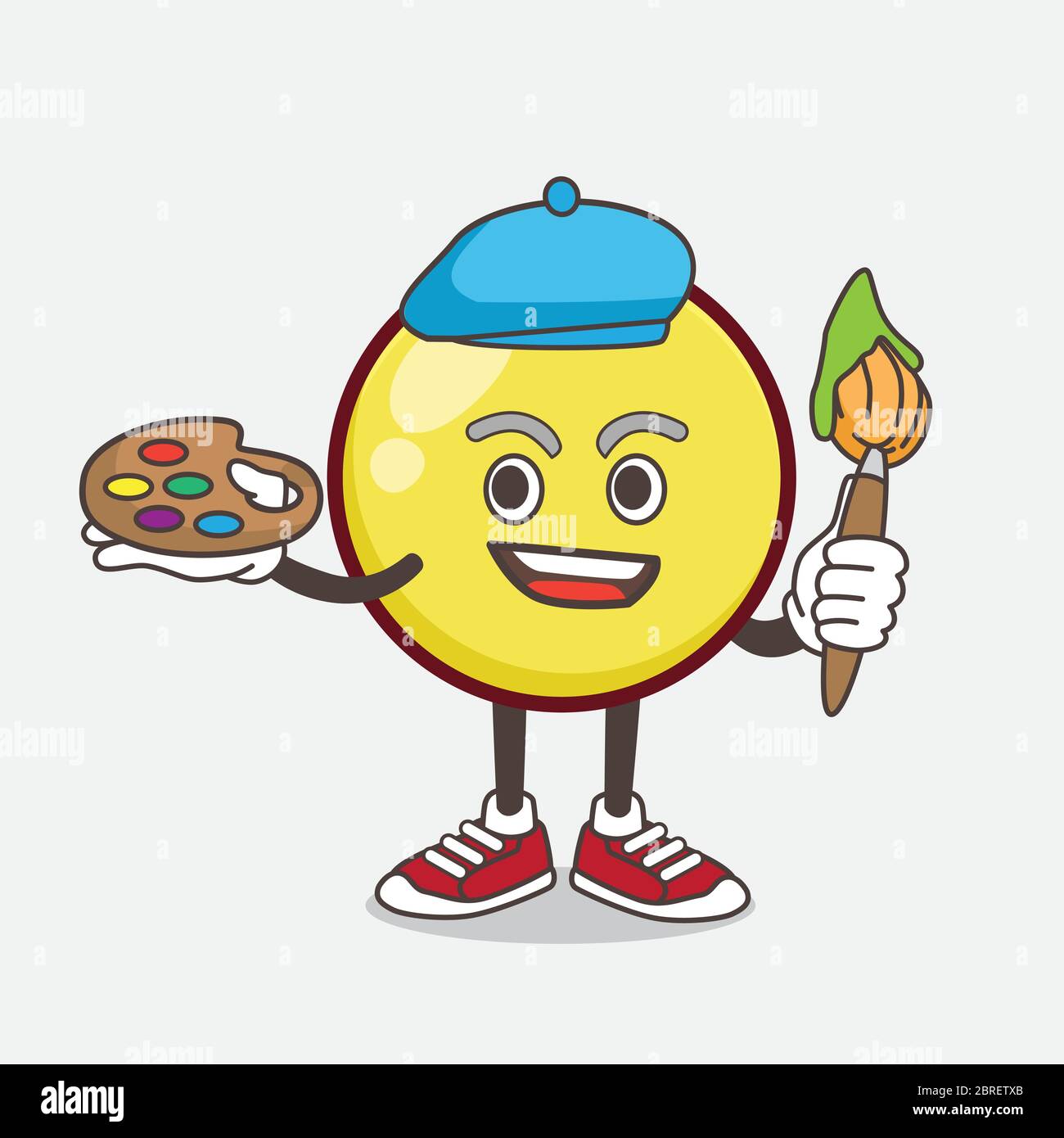 Una ilustración de la bola amarilla Emoticon dibujos animados mascota personaje pintor estilo con pincel de arte Imagen Vector de stock - Alamy Una ilustración de la bola amarilla Emoticon dibujos animados mascota personaje pintor estilo con pincel de arte Imagen Vector de stock - Alamy