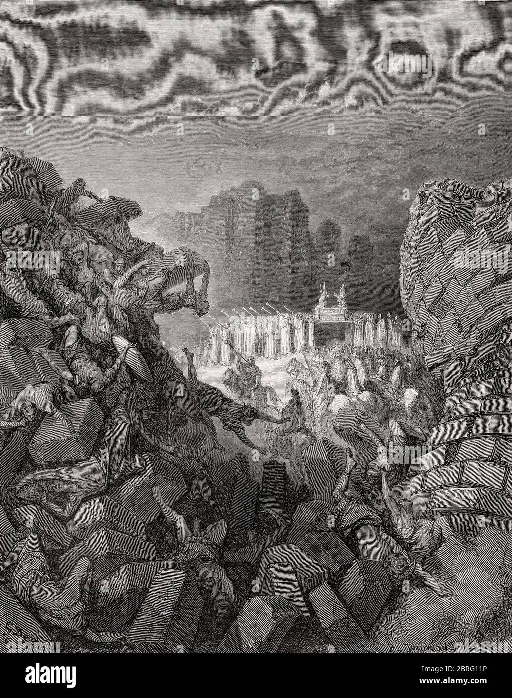 Batalla de Jericó, Antiguo Testamento, Gustave Doré, 1863 Foto de stock