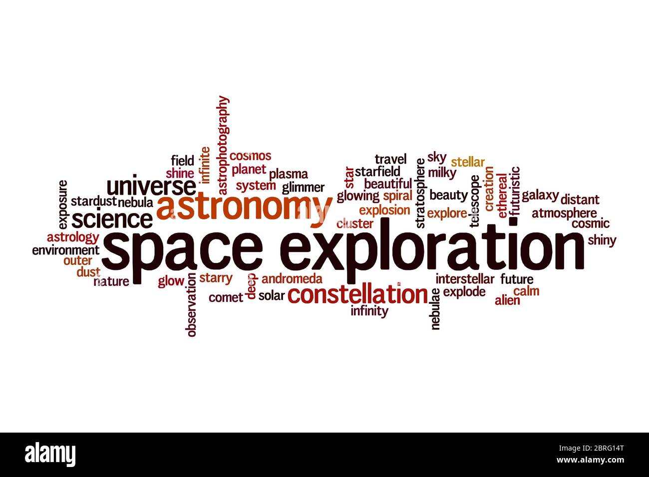Concepto de exploración espacial sobre fondo blanco Fotografía de stock