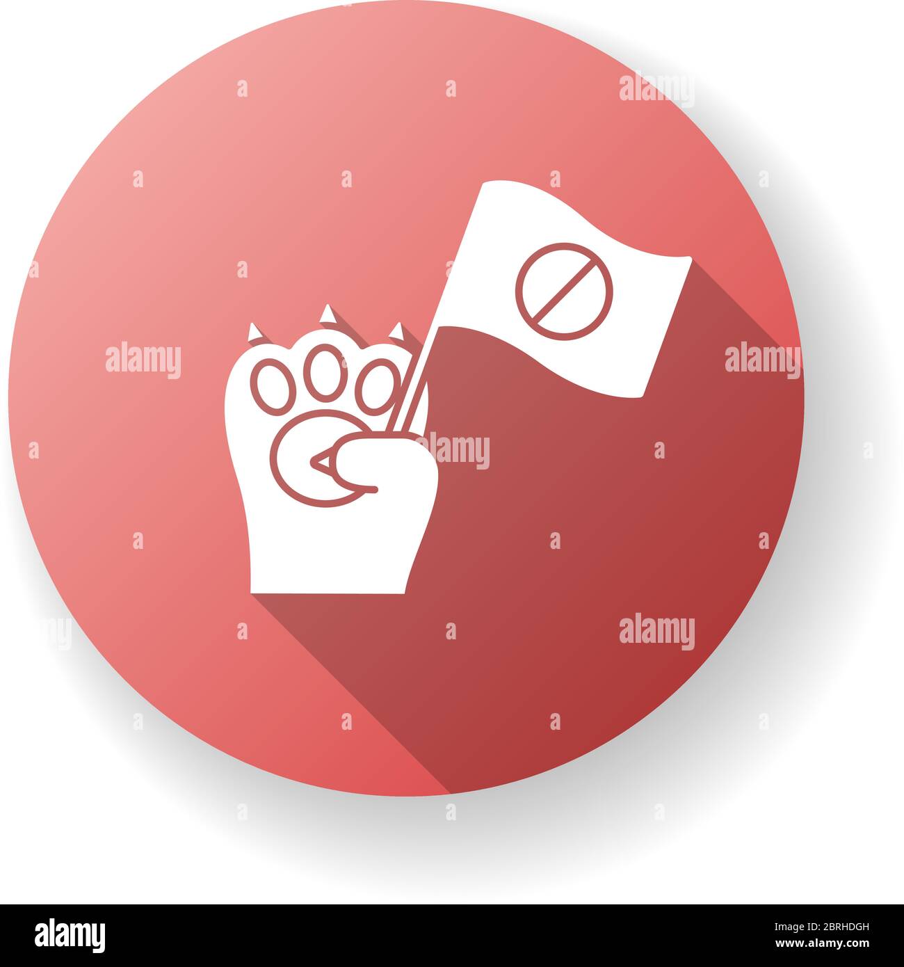 Animal derechos rojo plano diseño largo sombra glifo icono Ilustración del Vector