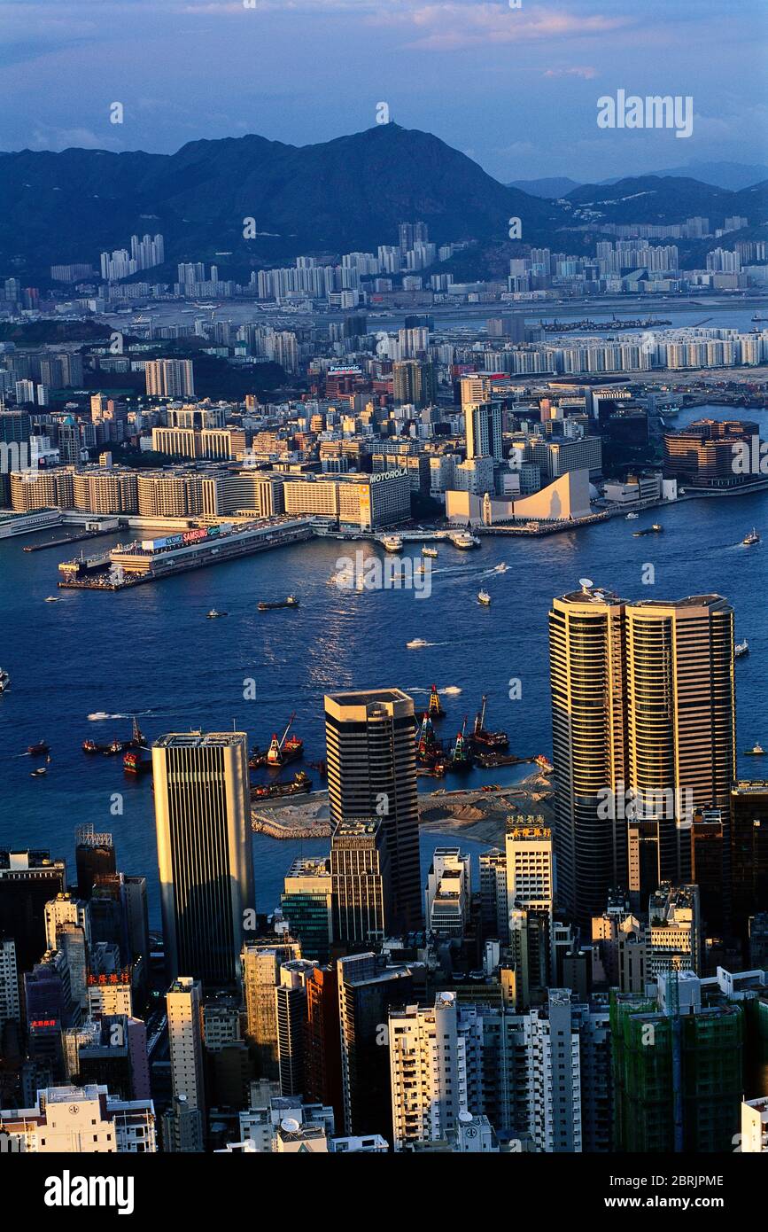 Vistas de Hong Kong desde el Pico Victoria, Hong Kong, China Foto de stock