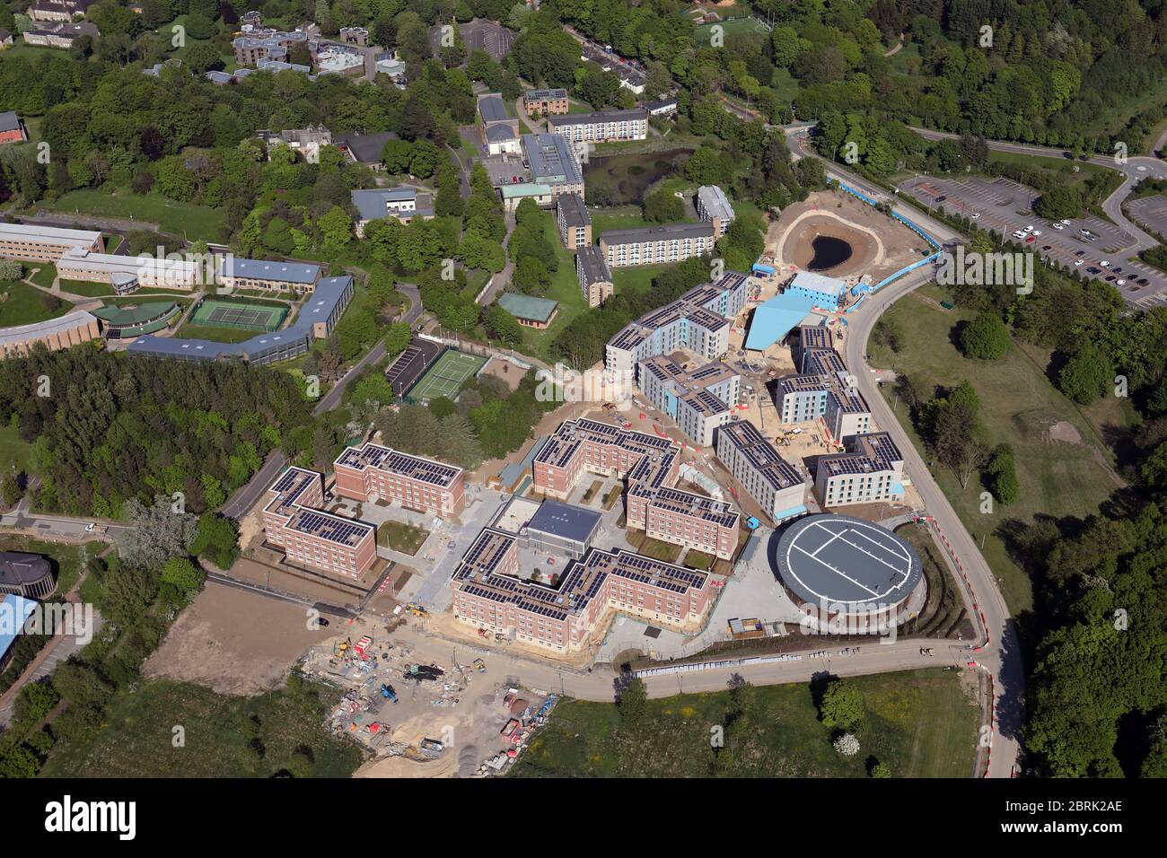 Vista aérea del nuevo desarrollo de la Universidad de Durham en South Road, Durham Foto de stock