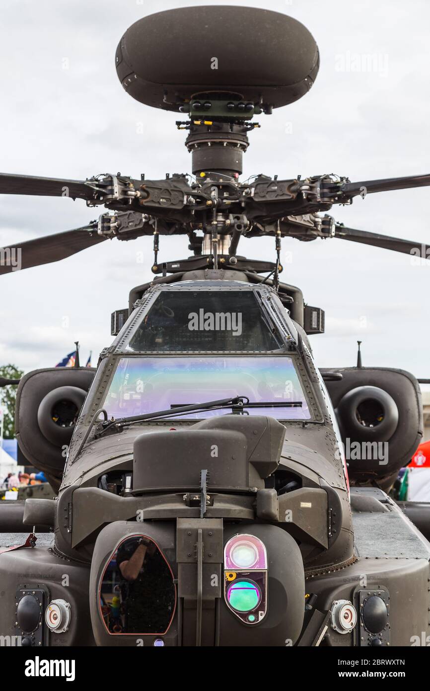 Cuerpo aéreo del Ejército WAH-64D Apache capturado en Fairford, Gloucestershire en julio de 2019. Foto de stock