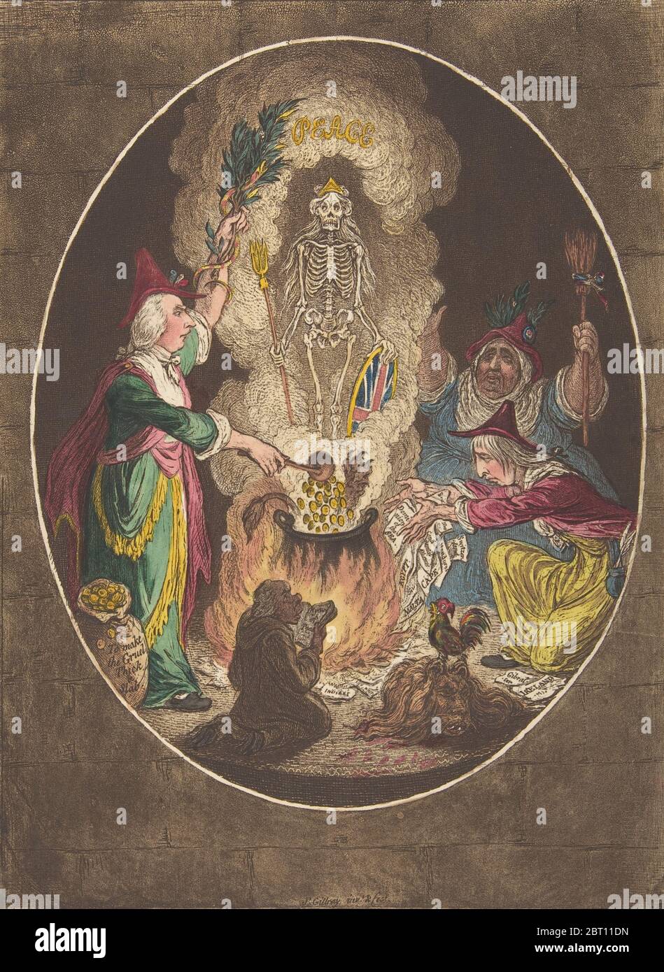 Un Phantasmagoria;&#x2014;escena-Conjuring-Up un esqueleto armado, 5 de enero de 1803. Foto de stock