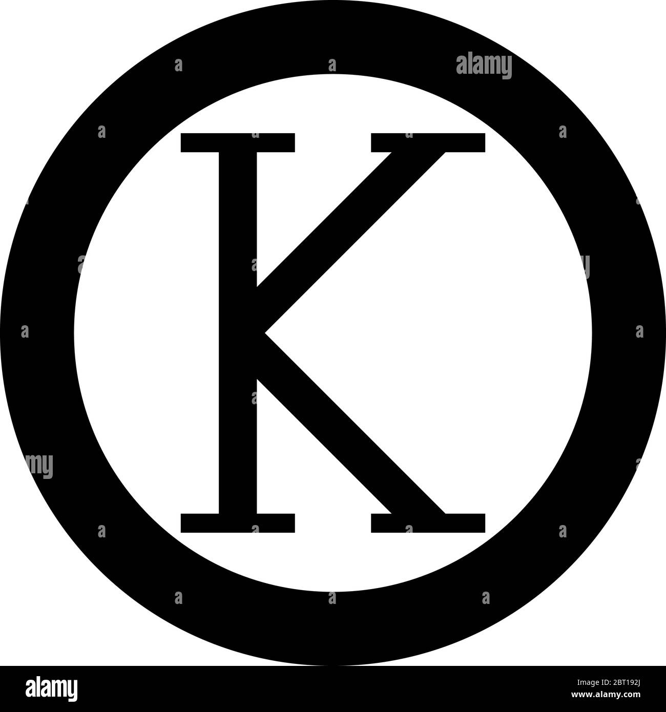Kappa símbolo griego letra mayúscula letra mayúscula icono de fuente en  círculo redondo negro color vector ilustración plano estilo simple imagen  Imagen Vector de stock - Alamy