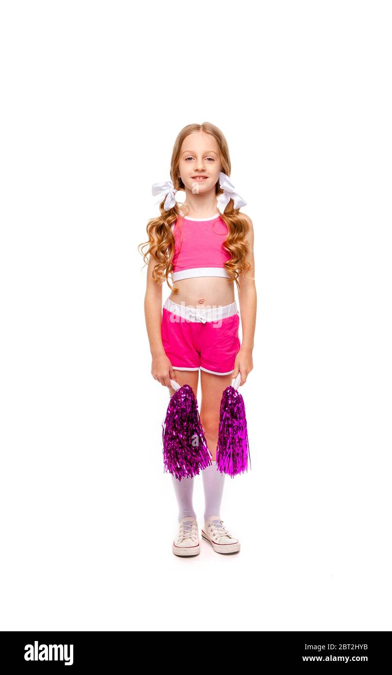 chica con ropa de porrista rosa está de pie con pompones brillantes en sus manos Fotografía de stock - Alamy chica con ropa de porrista rosa está de pie con pompones brillantes en sus manos Fotografía de stock - Alamy