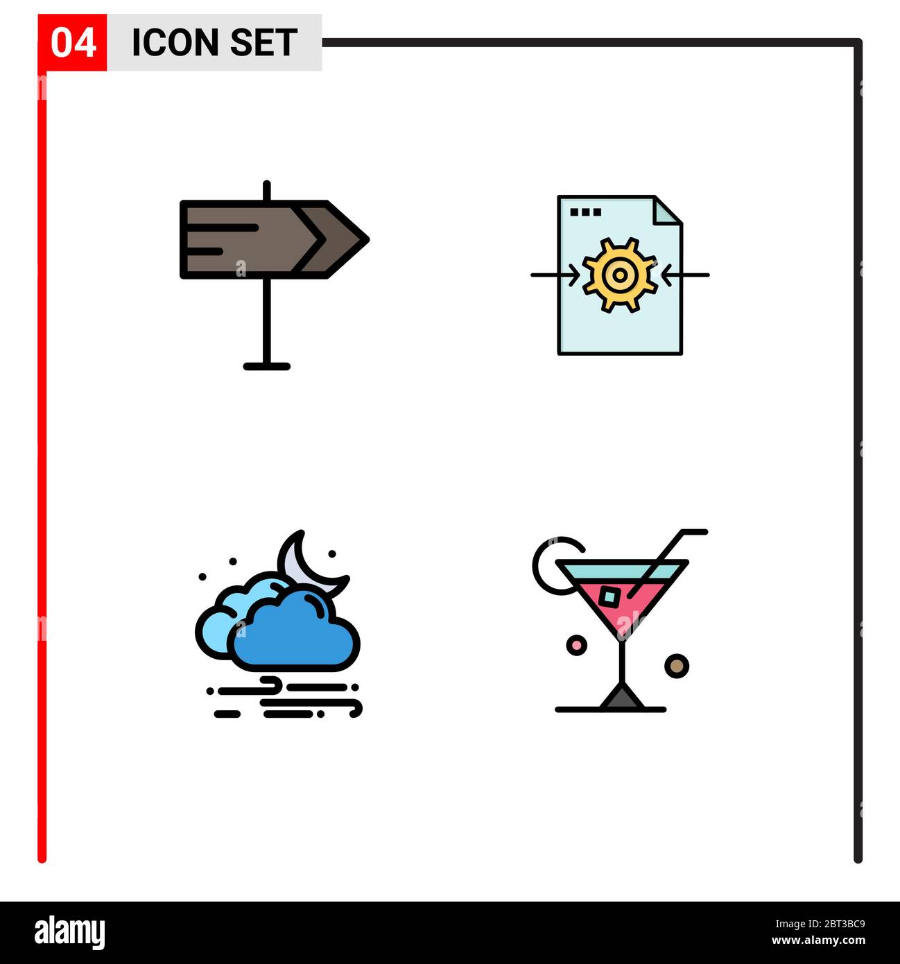 4 señales de color plano de línea de archivo universal símbolos de