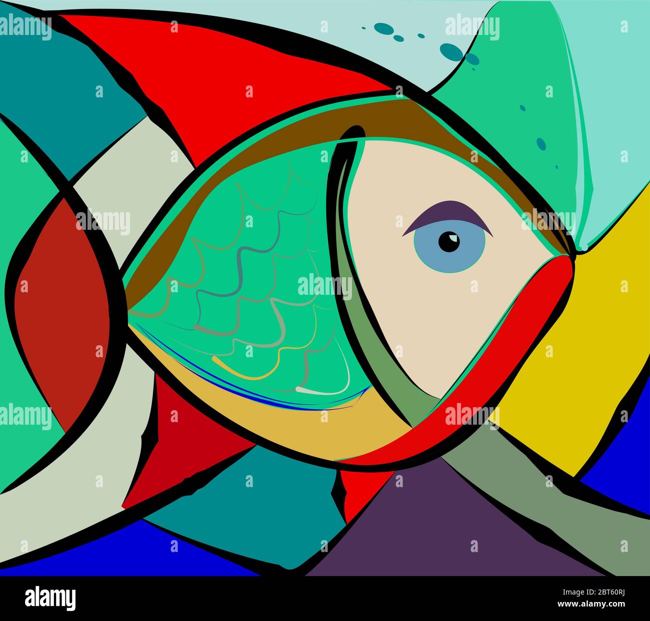 Fondo colorido, estilo artístico expresionismo, peces abstractos Imagen  Vector de stock - Alamy