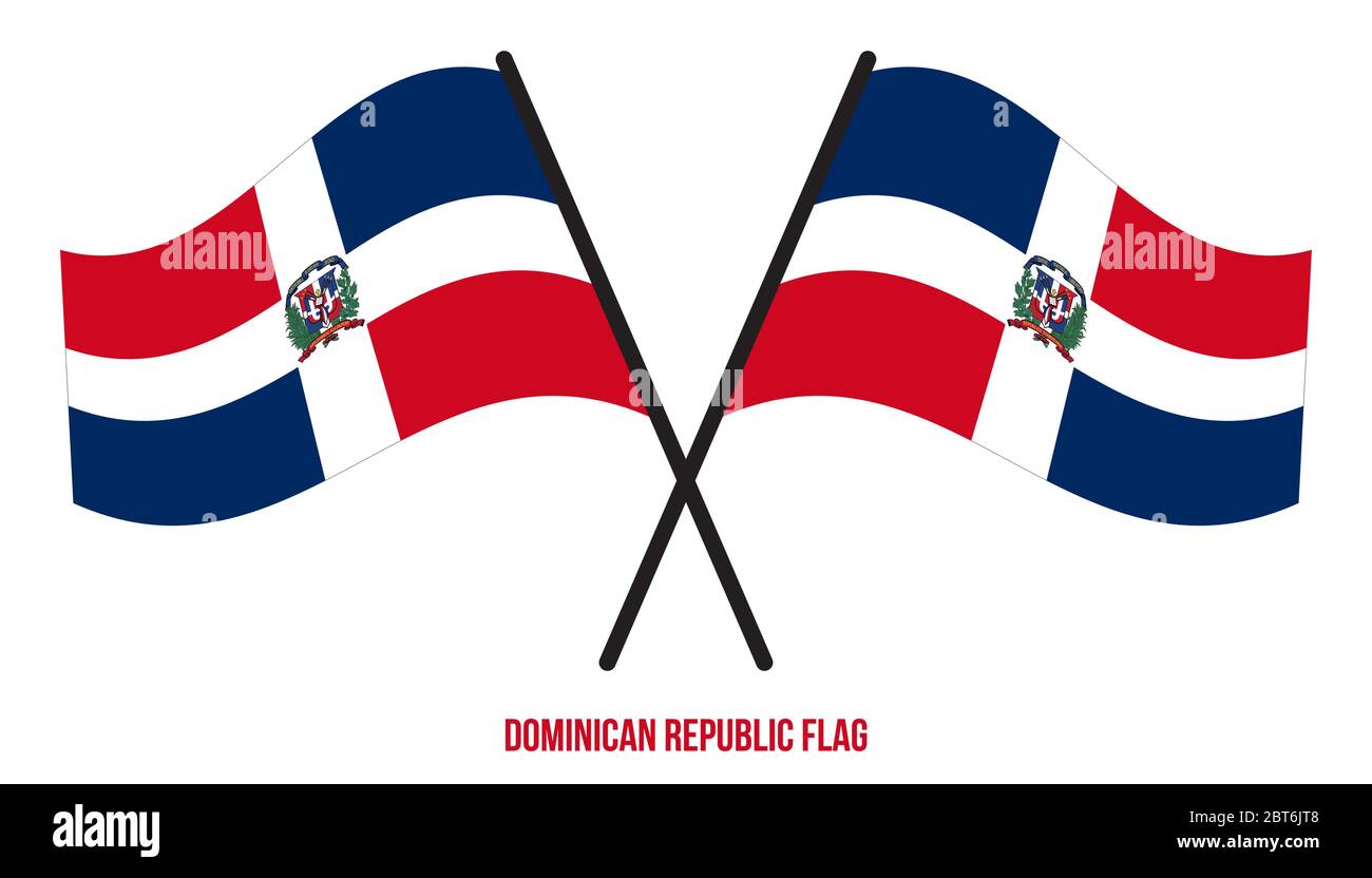 República Dominicana ondear la bandera ilustración vectorial sobre fondo  blanco. Bandera Nacional Dominicana Imagen Vector de stock - Alamy