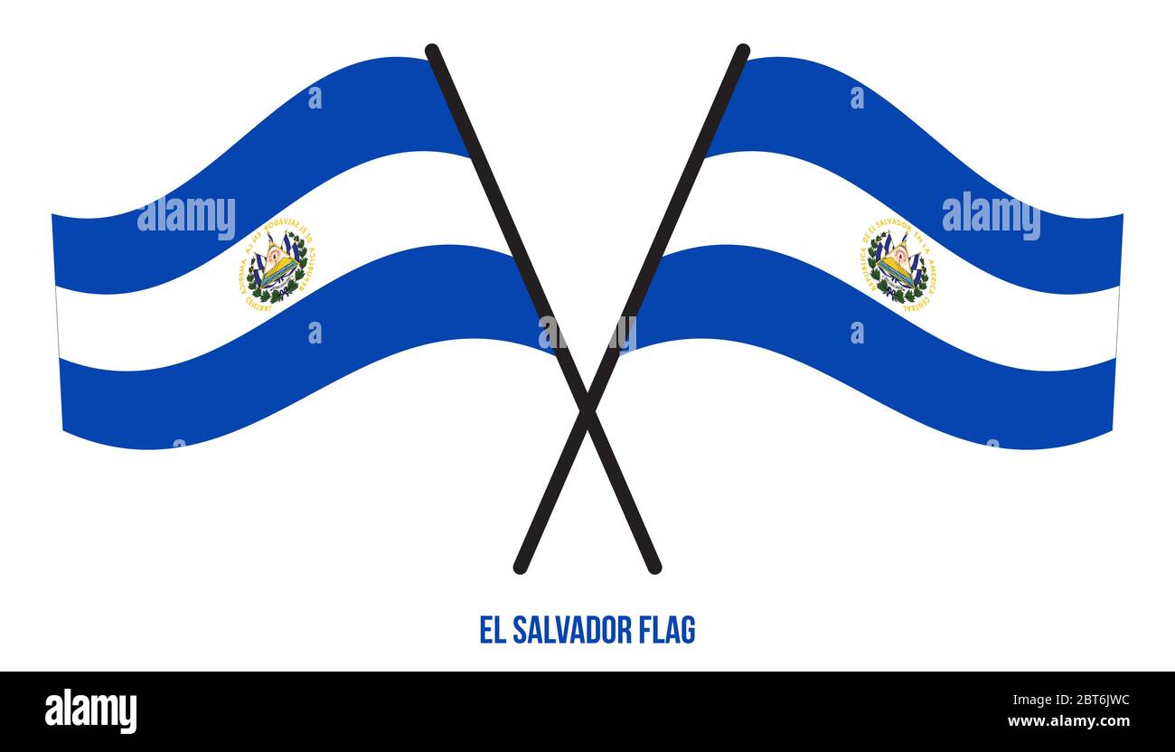 El Salvador ondear la bandera ilustración vectorial sobre fondo blanco. La bandera nacional de