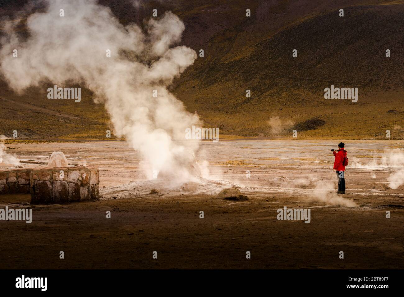 Géiseres del Tatio en el desierto de Atacama, Chile Foto de stock