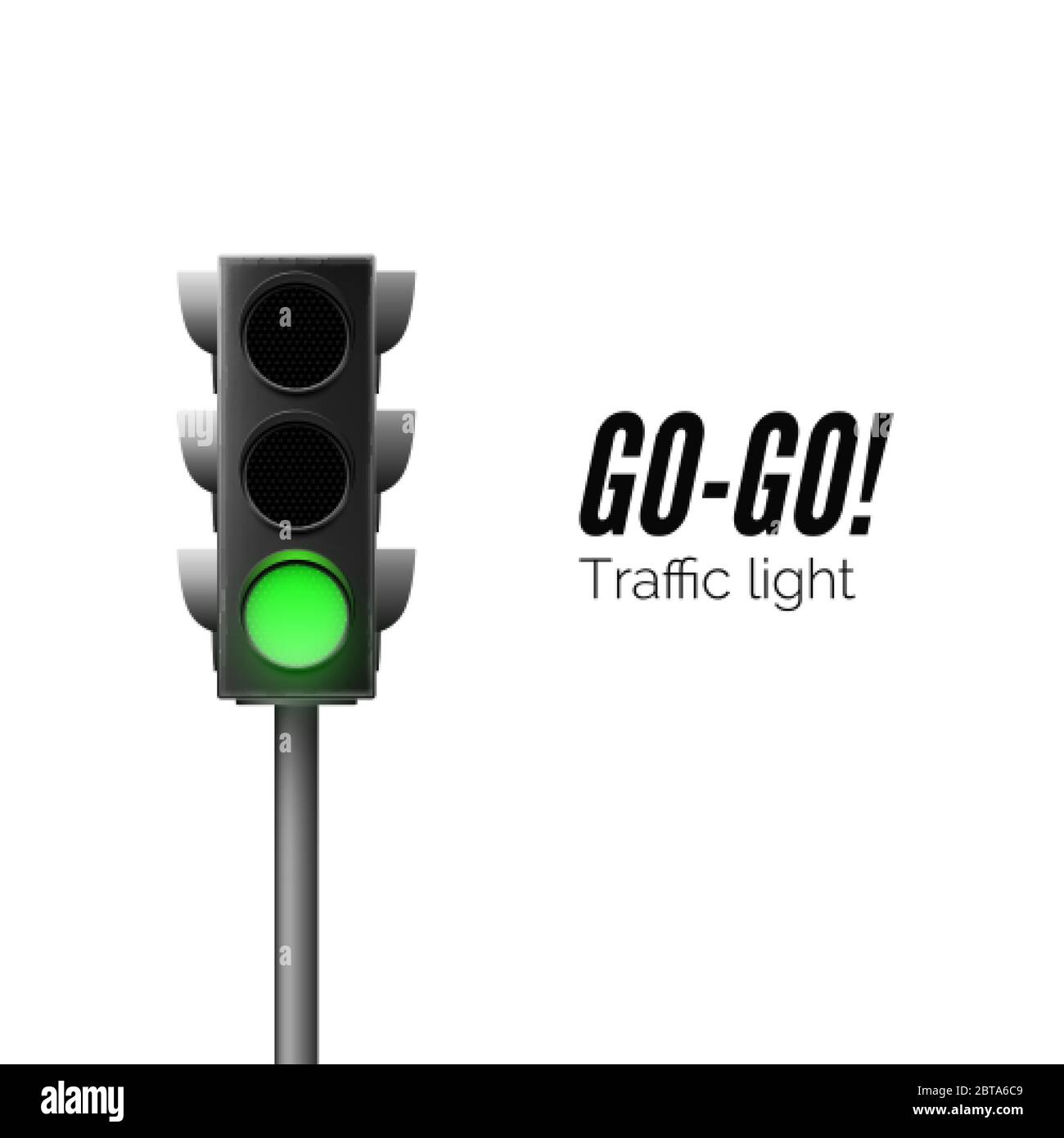 Semáforo verde realista. Leyes de tráfico. Go - concepto de negocio. Ilustración vectorial aislada Ilustración del Vector
