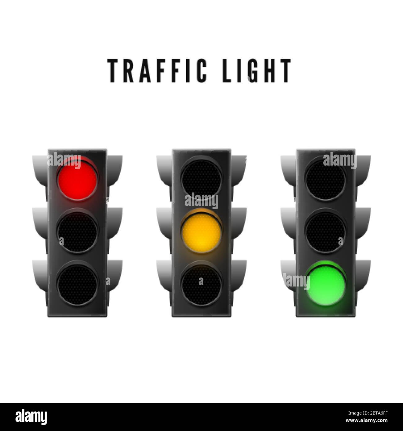 Semáforo realista. Señal de tráfico roja amarilla y verde. Ilustración vectorial aislada Ilustración del Vector