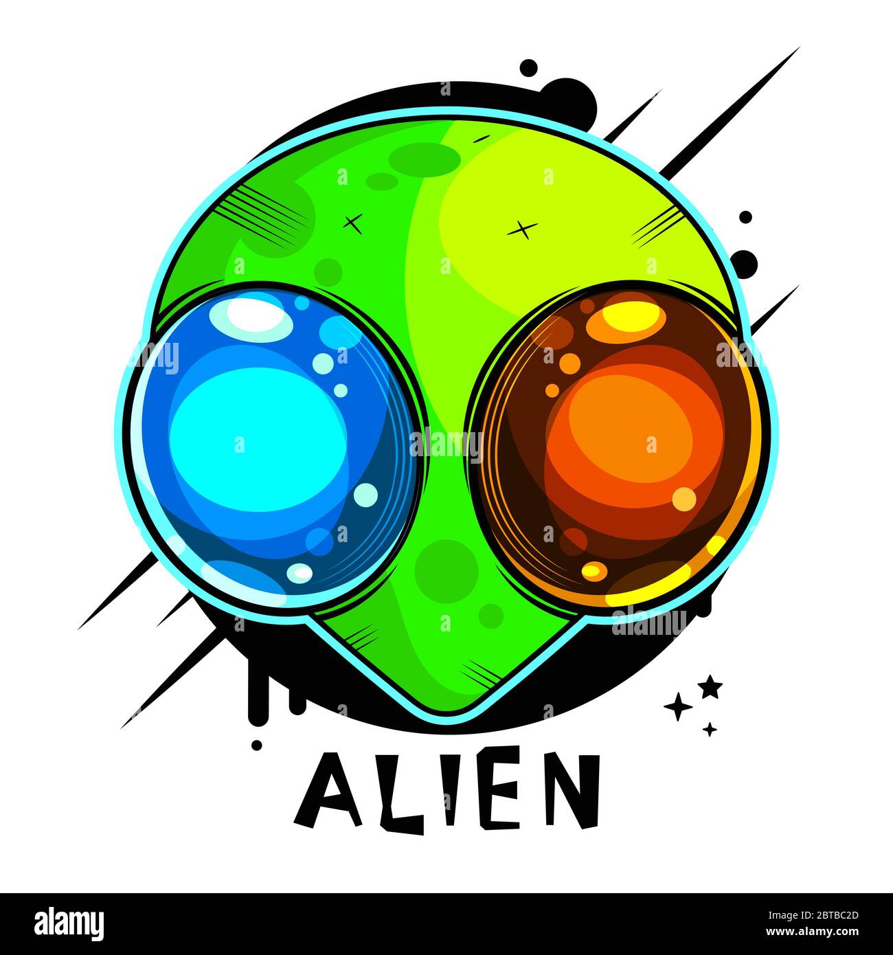Parche alienígena. Ilustración vectorial. Cómico creativo Moda Alien  aislado sobre fondo blanco Imagen Vector de stock - Alamy