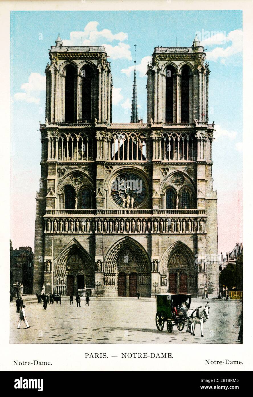 Notre Dame, París, 1900 fotografía a color de la icónica catedral en la Ile de la Cité en el río Sena Foto de stock