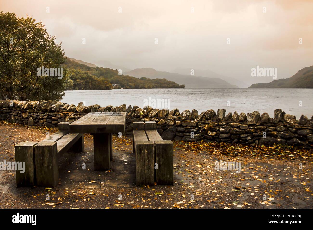 Borde del lago Lomond en el lago Lomond y el Parque Nacional Trossachs en Escocia. Foto de stock