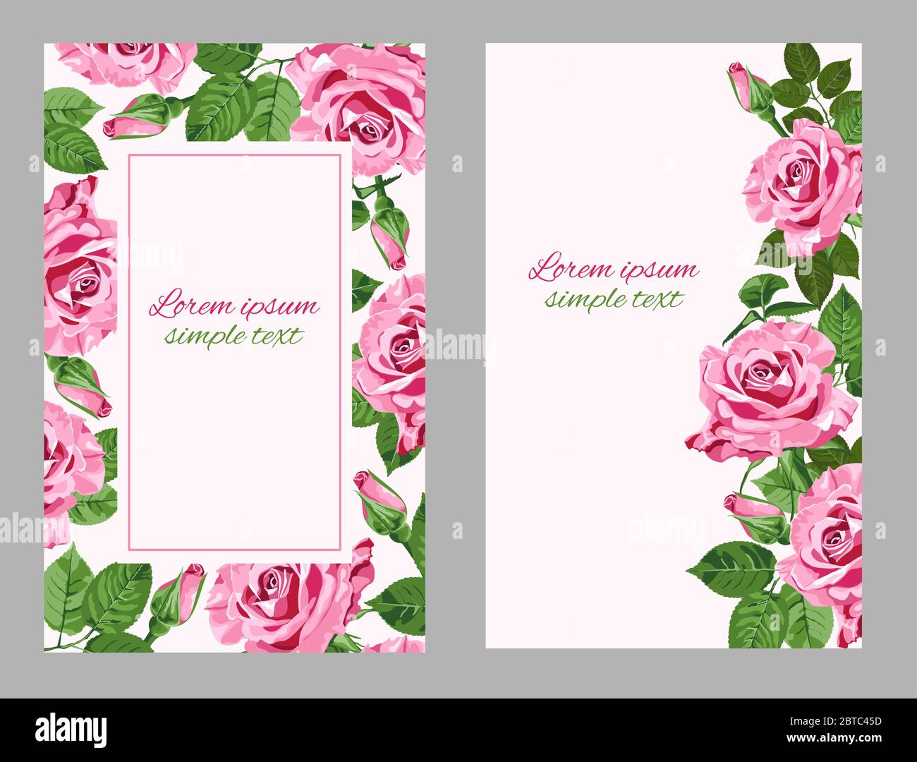 Un conjunto vectorial vintage de plantillas decorativas de invitación  floral Imagen Vector de stock - Alamy