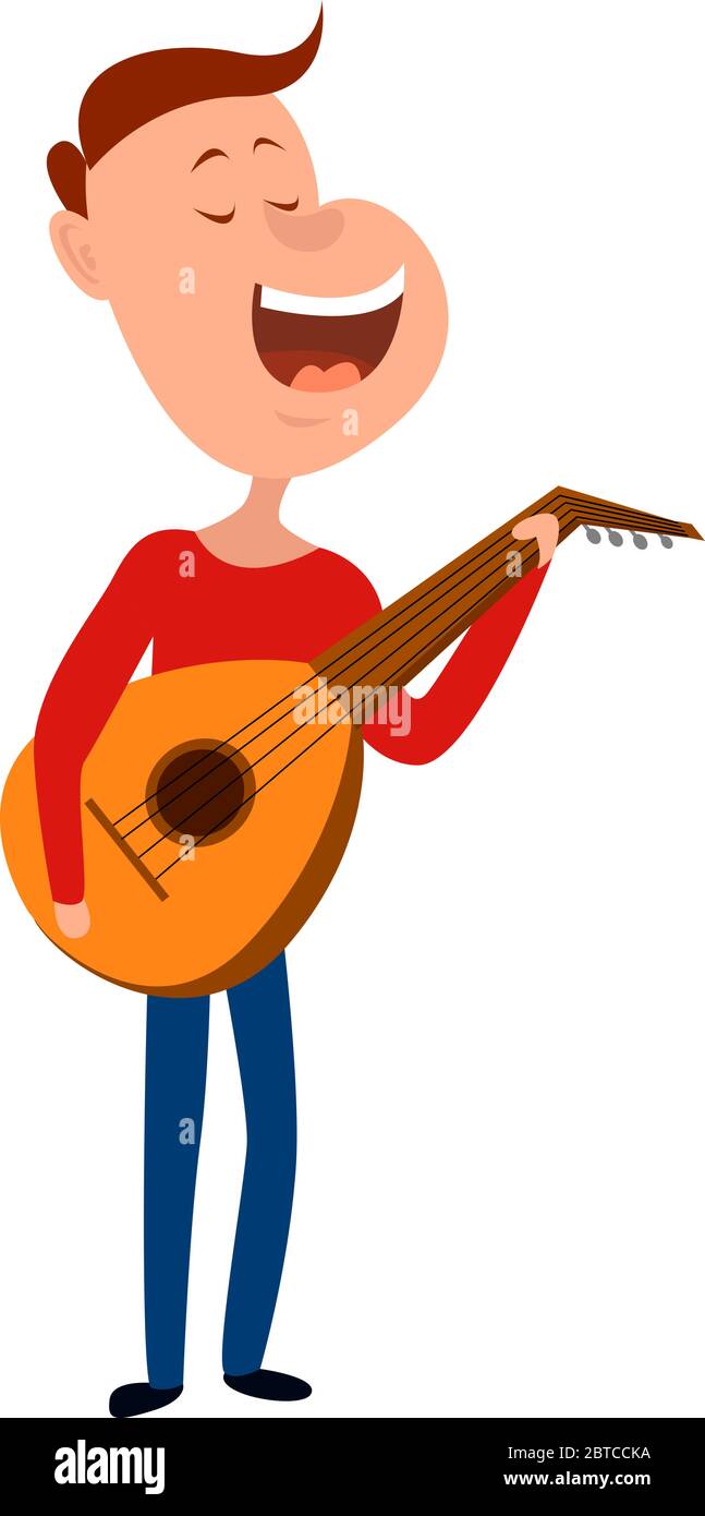 Hombre jugando serenata , ilustración, vector sobre fondo blanco Imagen  Vector de stock - Alamy