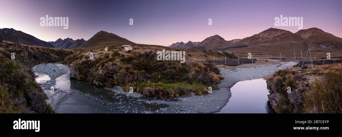 Panorama de Taipo Hut, Nueva Zelanda, marzo de 2020 Foto de stock